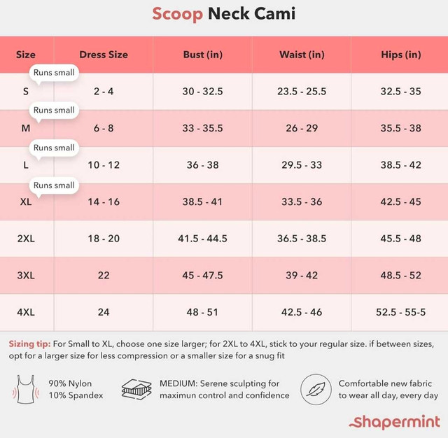 SHAPERMINT SCOOP NECK CAMI, XXL WHITE - photo 2