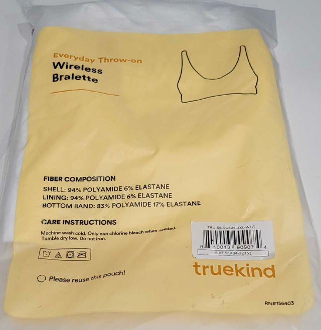 TRUEKIND WIRELESS BRALETTE, 3XL WHITE - photo 3