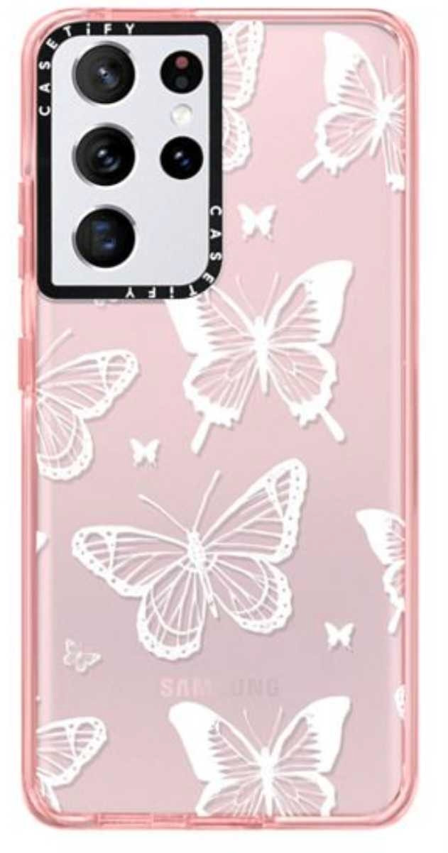 CASE FOR S21 ULTRA, WHITE TRANSPARENT BUTTERFLY