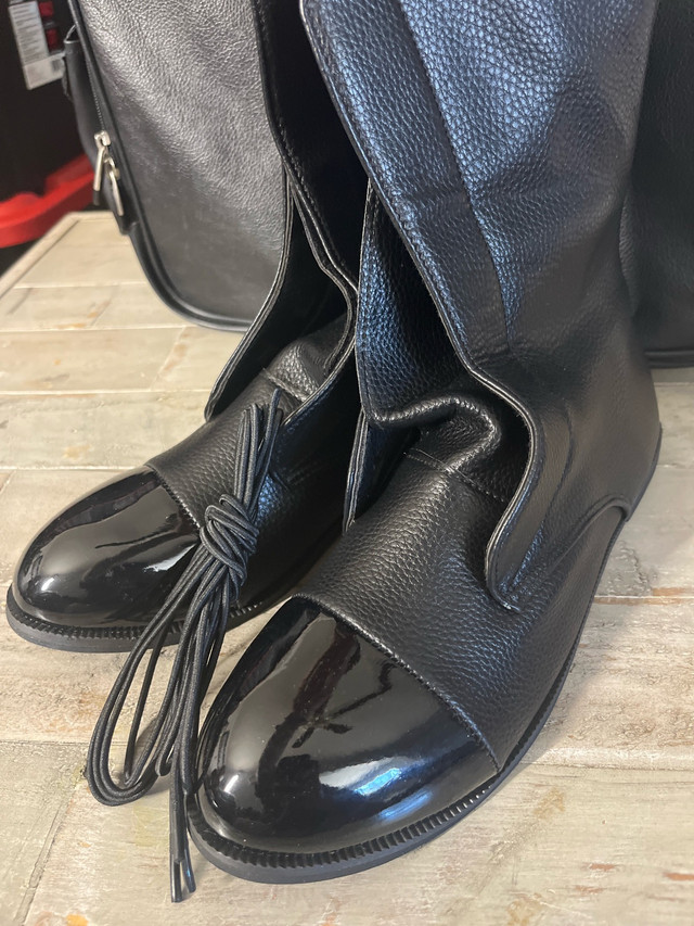 Women's Black Boots Mid-Calf, British Style- Size 9
