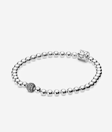 Beads & Pavé Bracelet Sterling silver