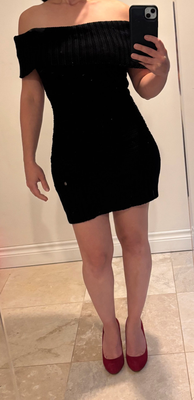 Guess Jeans Off Shoulder Black Mini Dress - XS/S - photo 3