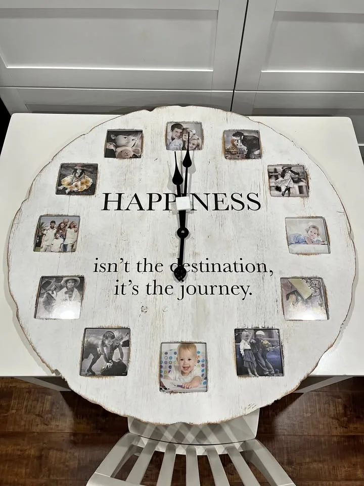 26.75" Inspirational Photo Wall Clock - Happiness thumbnail