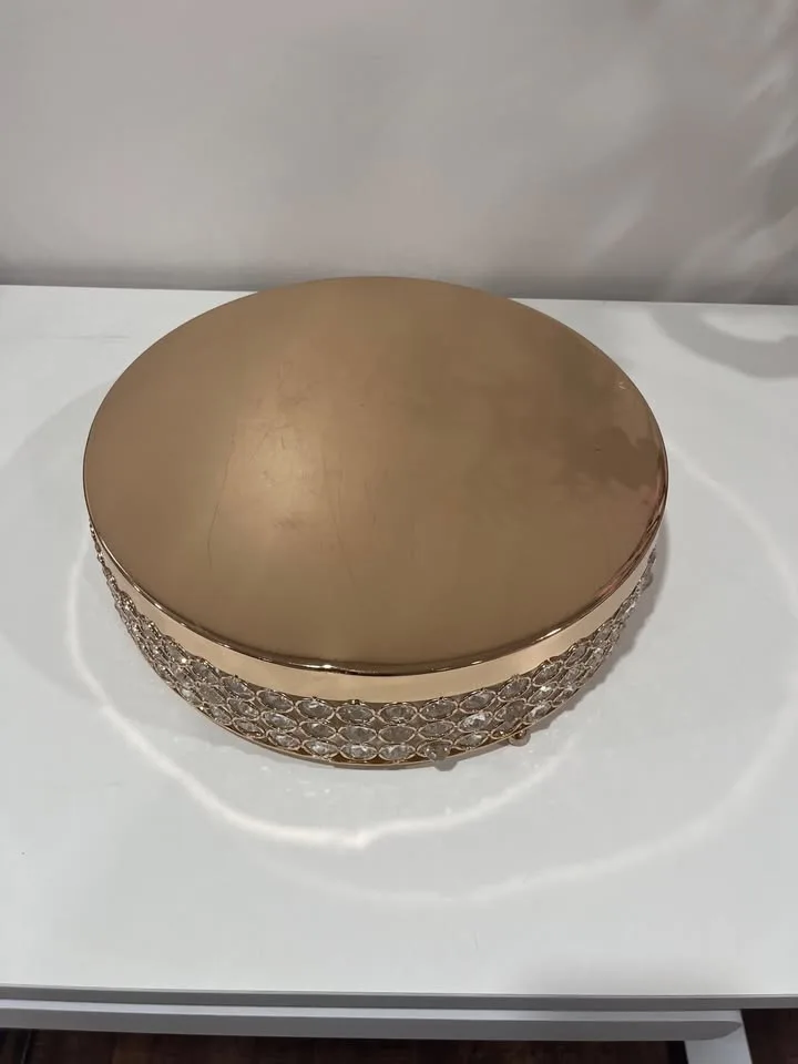 14" Gold Wedding Cake Stand with Crystals image indicator(3)