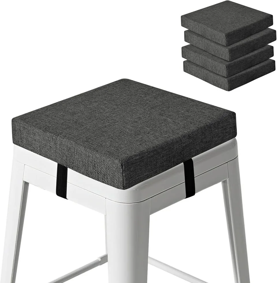 Bar Stool Cushions Set of 4 12" X 12" Dark Gray thumbnail