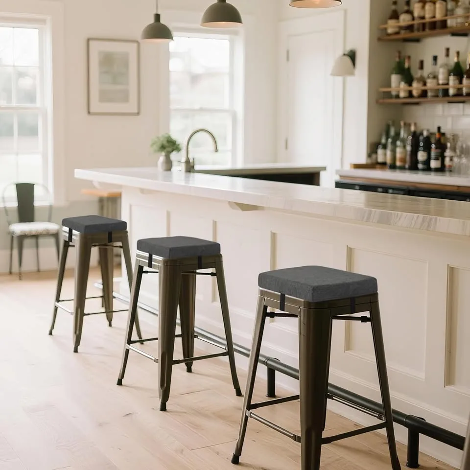 Bar Stool Cushions Set of 4 12" X 12" Dark Gray image indicator(2)
