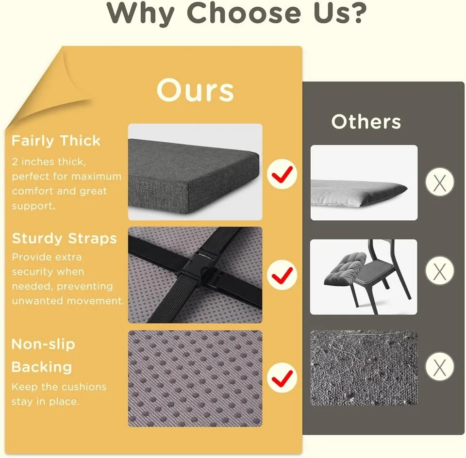 Bar Stool Cushions Set of 4 12" X 12" Dark Gray image indicator(5)