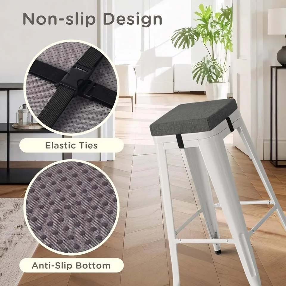 Bar Stool Cushions Set of 4 12" X 12" Dark Gray image indicator(6)