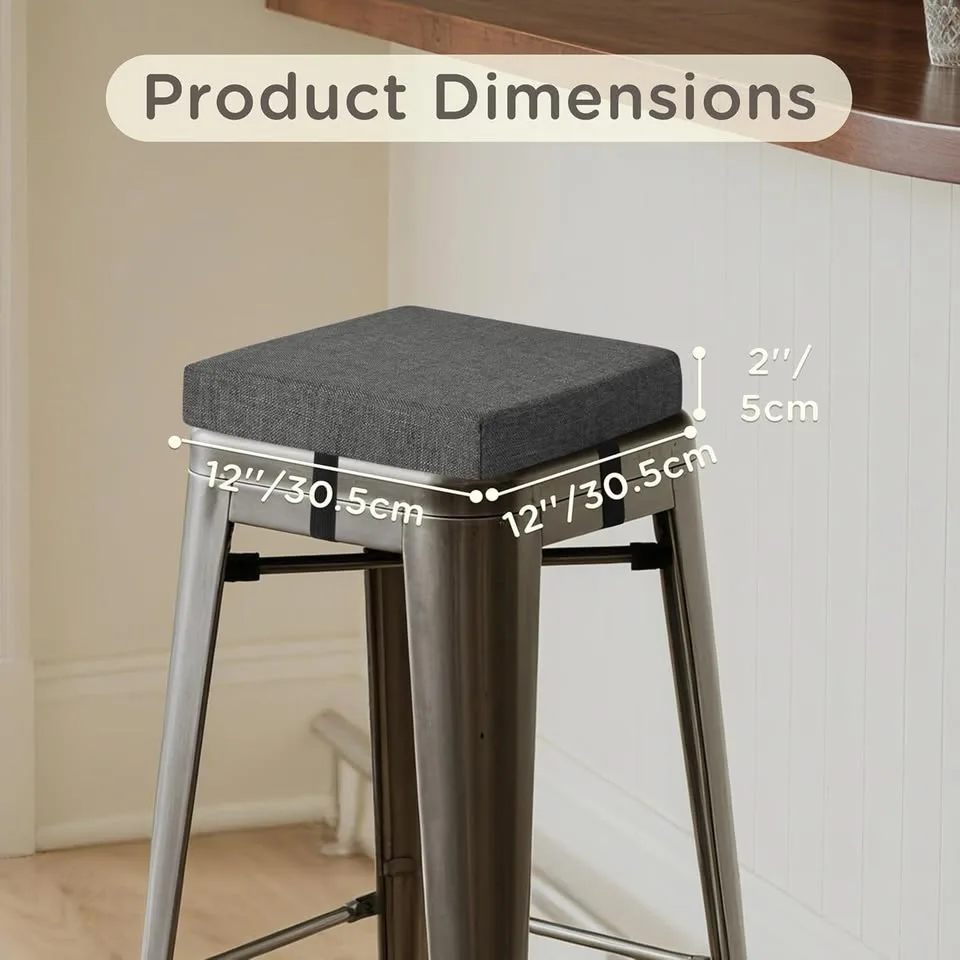 Bar Stool Cushions Set of 4 12" X 12" Dark Gray image indicator(7)