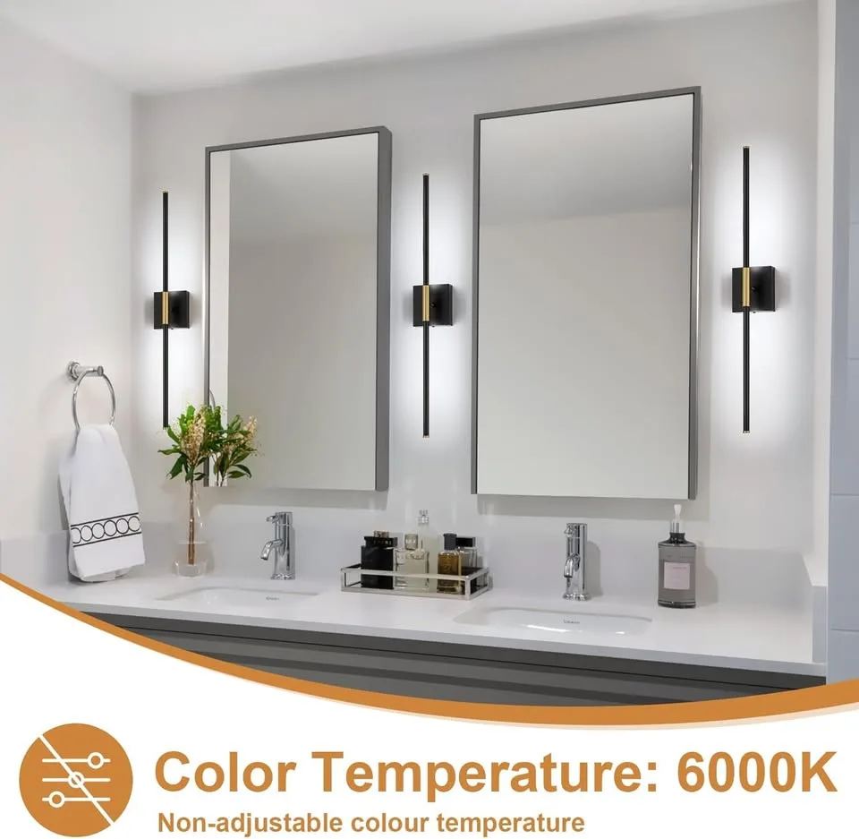 30.1 Inch Modern LED Hardwired Wall Scone, Black and Gold image indicator(2)