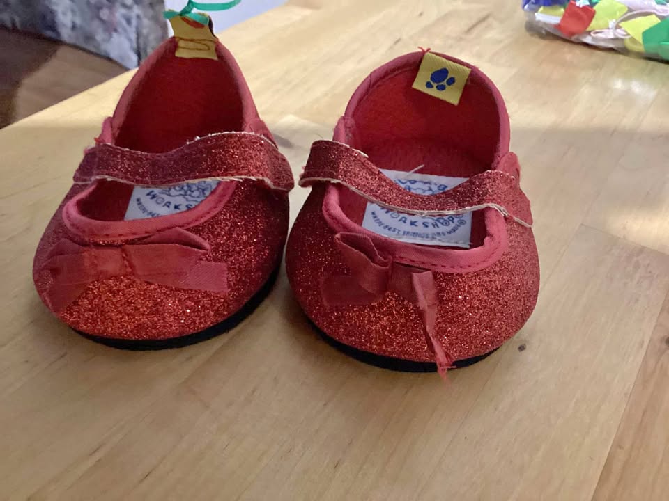 Build A Bear red sparkle shoes