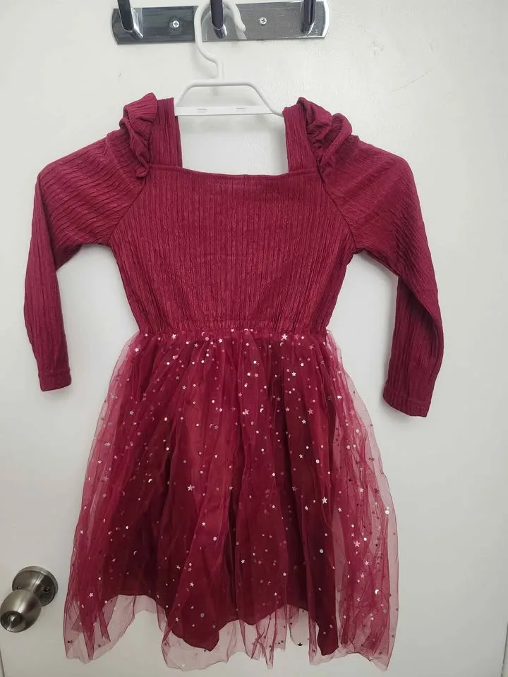 🎀 Beautiful Burgundy Sparkle Party Dress – Size 5-6 Years 🎀 image indicator(7)