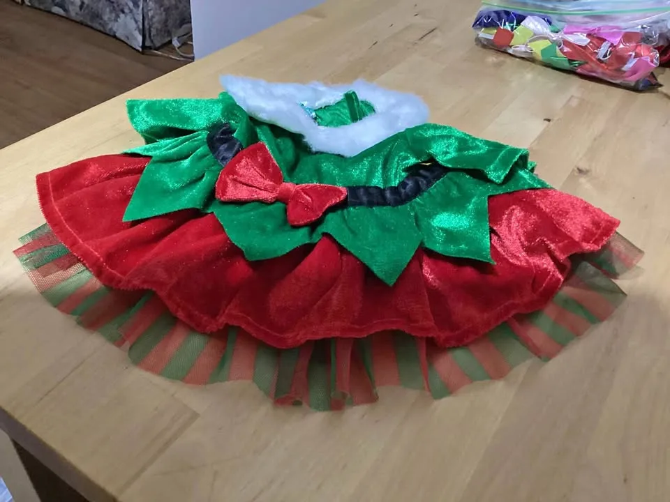 Build A Bear green Christmas dress thumbnail
