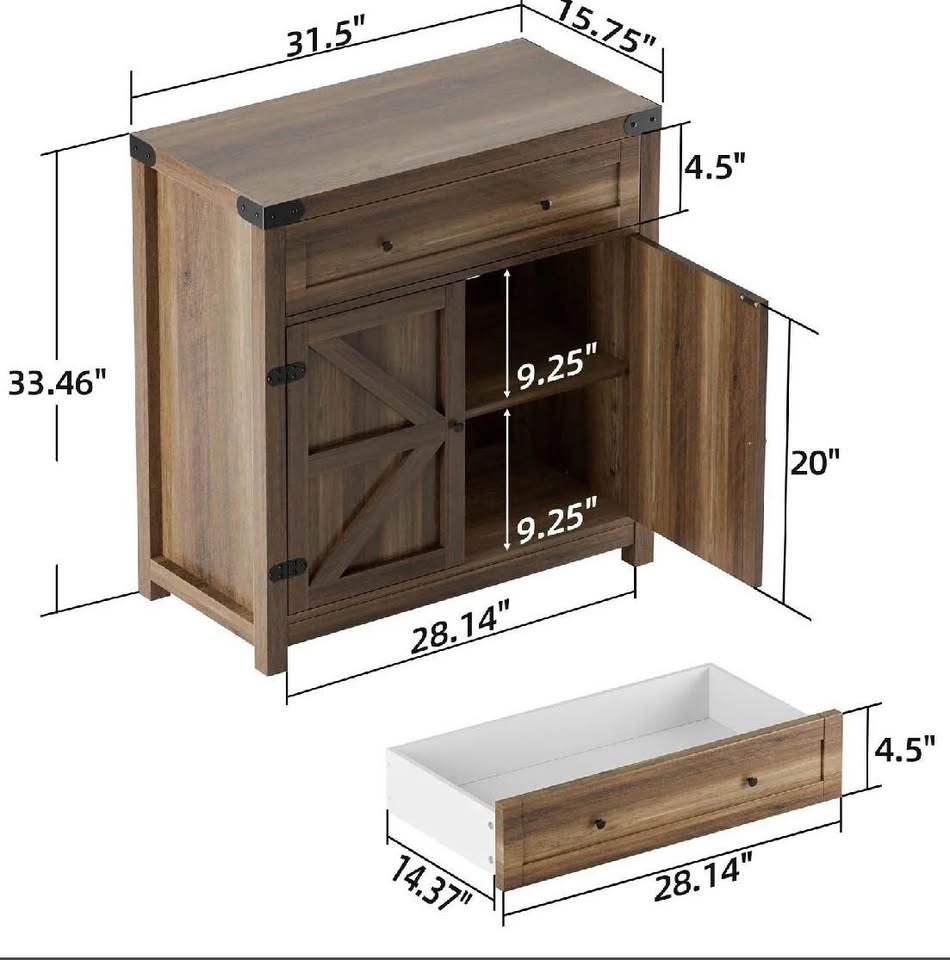 Farmhouse Storage Buffet Cabinet Organizer - photo 2