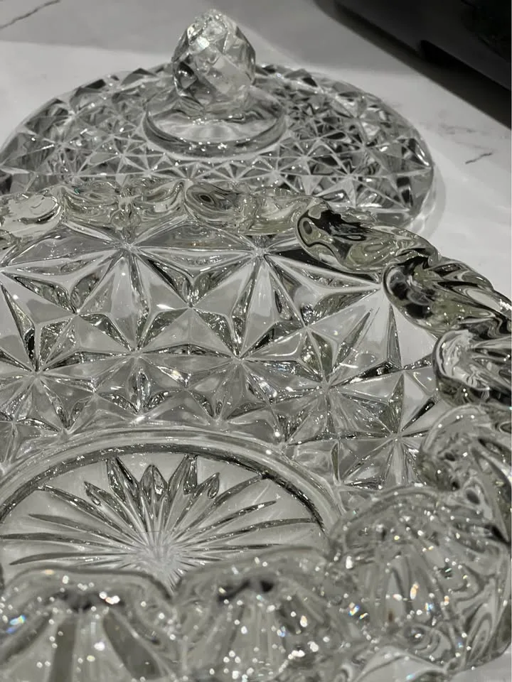 Vintage Depression Glass Candy Dish (chip on lid) image indicator(5)