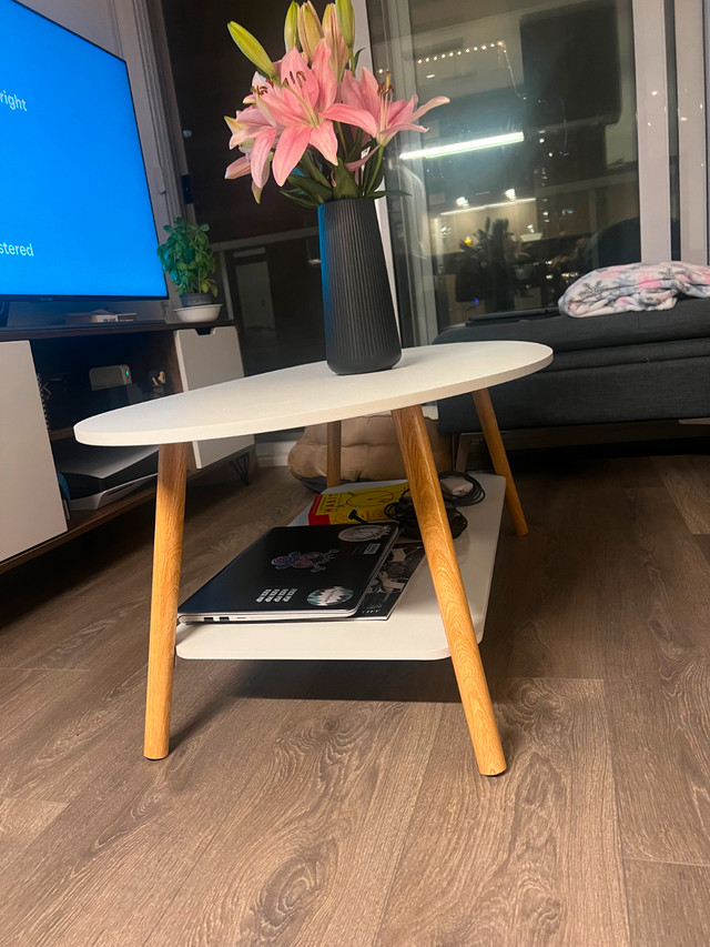 2-Tier White Coffee Table for Living Room - photo 2