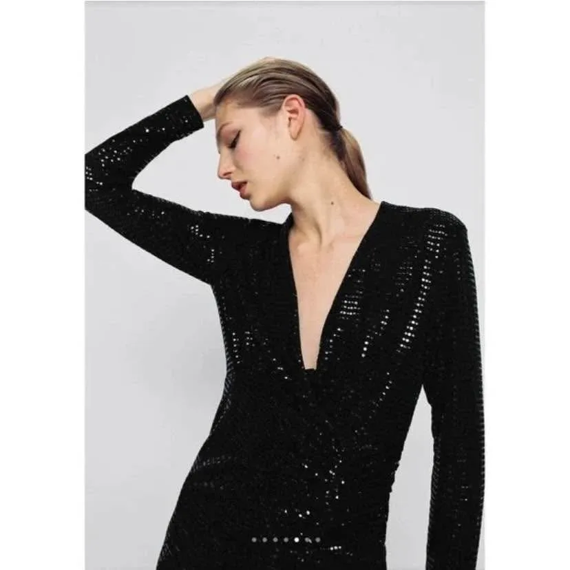 Zara Sparkly Black Dress Size XS image indicator(7)