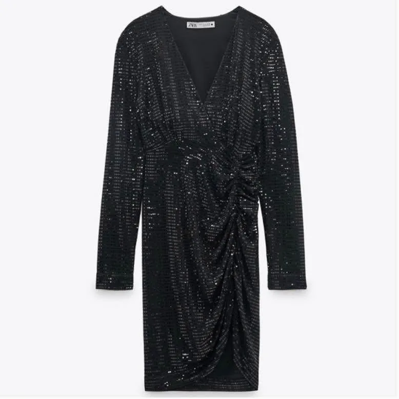 Zara Sparkly Black Dress Size XS image indicator(3)