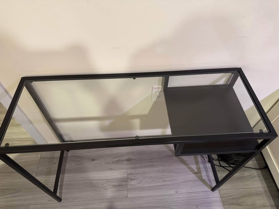 Ikea black glass laptop table and Chair - photo 3