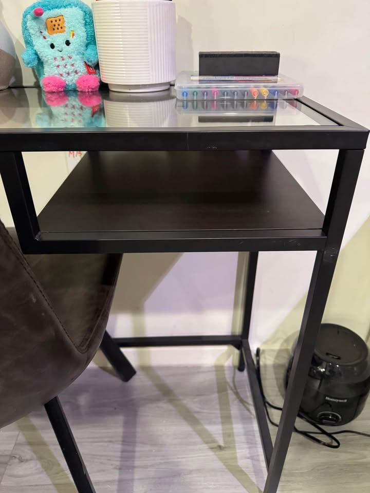 Ikea black glass laptop table and Chair - photo 4
