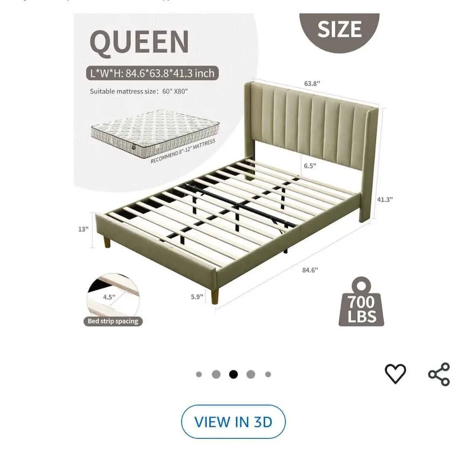 Queen size bed frame and new mattress image indicator(3)