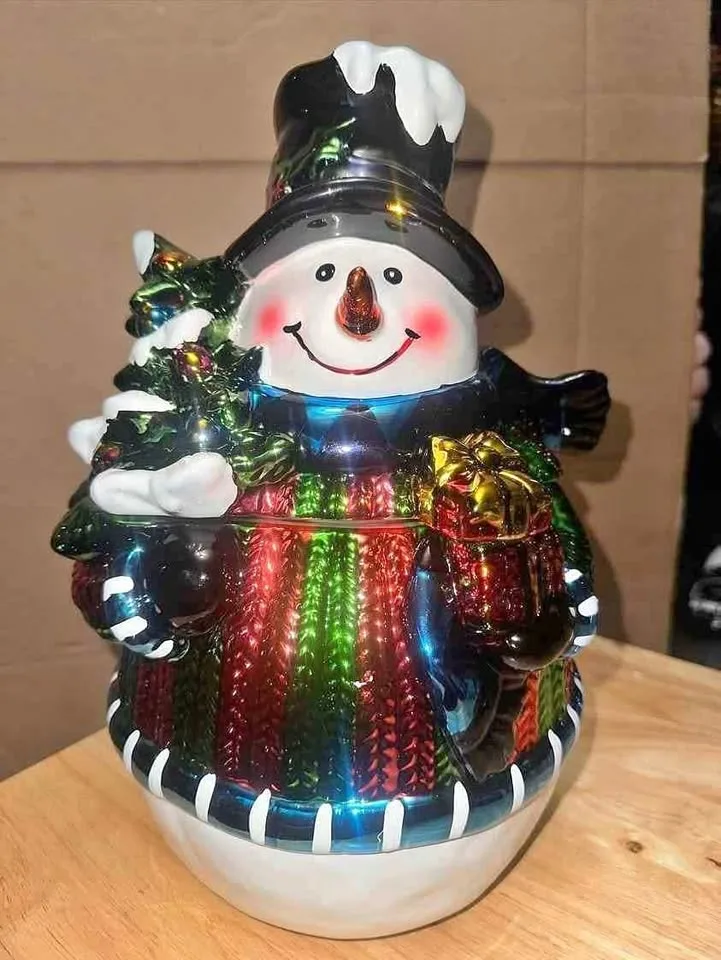 Davids Christmas Snowman cookie jar thumbnail