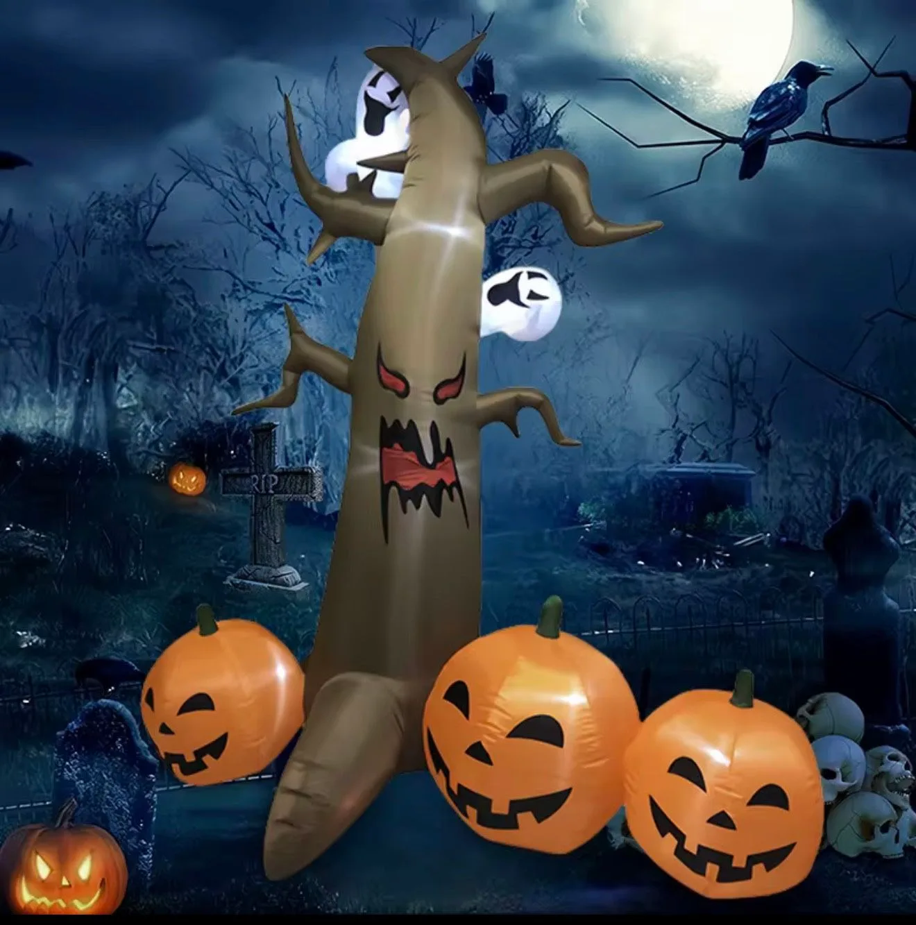 Halloween Inflatable Pumpkin Ghost Tree Led Light thumbnail