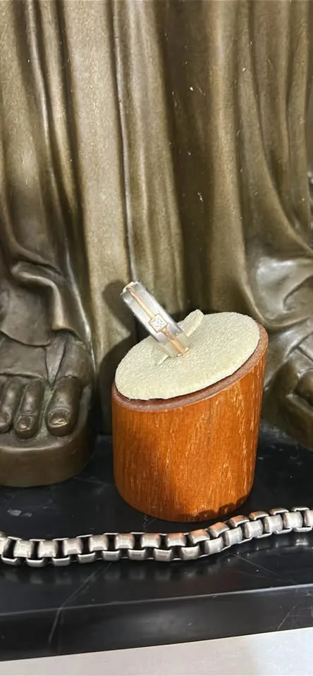 Platinum and 14k rose wedding band image indicator(2)