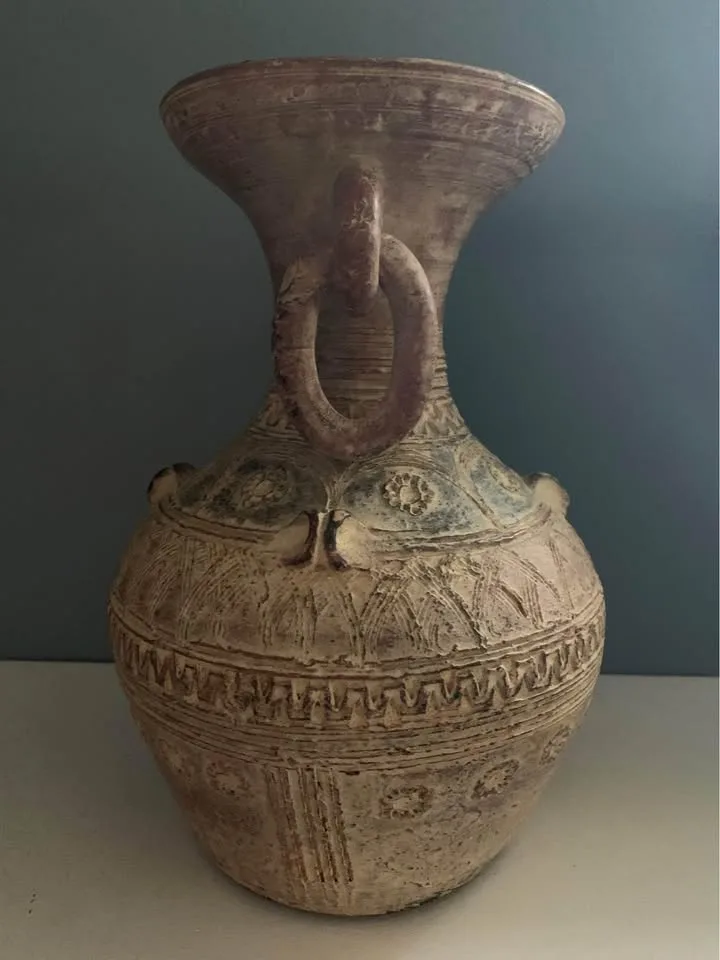 Vintage Mediterranean Large Terracotta Amphora Vase image indicator(2)