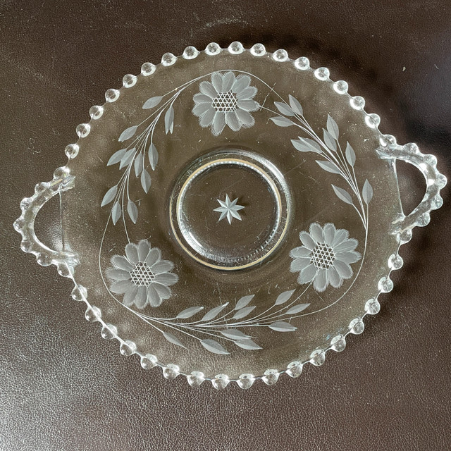 Vintage Imperial Candlewick Serving Plate w/ Etching