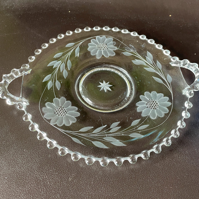 Vintage Imperial Candlewick Serving Plate w/ Etching - photo 2