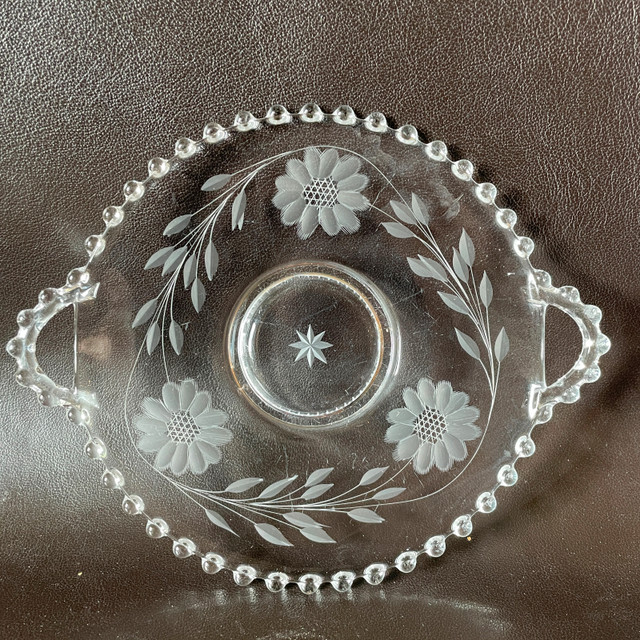 Vintage Imperial Candlewick Serving Plate w/ Etching - photo 3