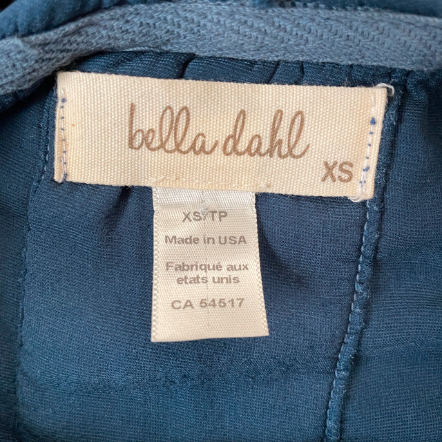 Bella Dahl Navy Blue Velvet Cropped Hoodie Top-XS - photo 4
