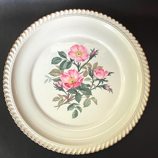 Vintage Harker Pottery Co Wild Rose plate platter 22k gold circa