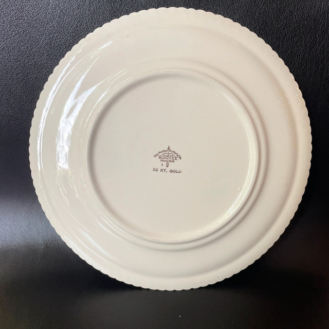 Vintage Harker Pottery Co Wild Rose plate platter 22k gold circa - photo 4