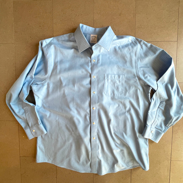 Brooks Brothers Regent Cotton Shirt-Blue/white-17.5 (XL)