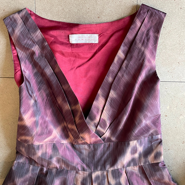 Pink Tartan Burgundy Pink Animal Print Silk Mini Dress-Small - photo 3
