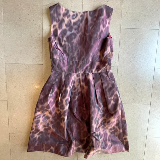 Pink Tartan Burgundy Pink Animal Print Silk Mini Dress-Small - photo 4