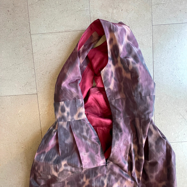 Pink Tartan Burgundy Pink Animal Print Silk Mini Dress-Small - photo 5