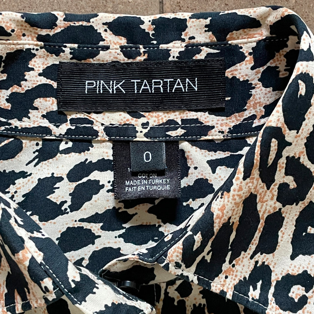 Pink Tartan Leopard Print Fitted Shirt Blouse100% Cotton-Size 0 - photo 2