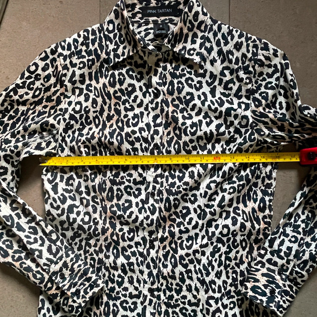 Pink Tartan Leopard Print Fitted Shirt Blouse100% Cotton-Size 0 - photo 5