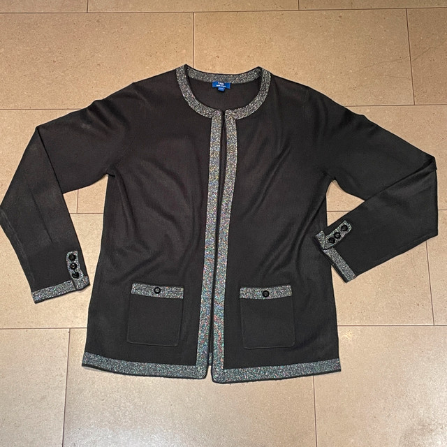 Gorgeous Black Tabi Cardigan w/ silver trim-Size Small