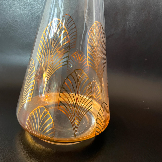Art Deco Style Glass Decanter with Gold Leaf & Stopper - photo 3