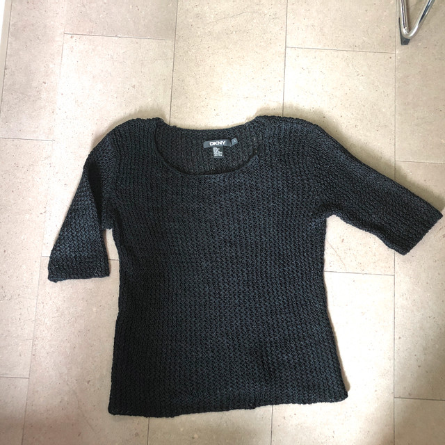 Vintage DKNY black mesh knit cotton sweater-Large