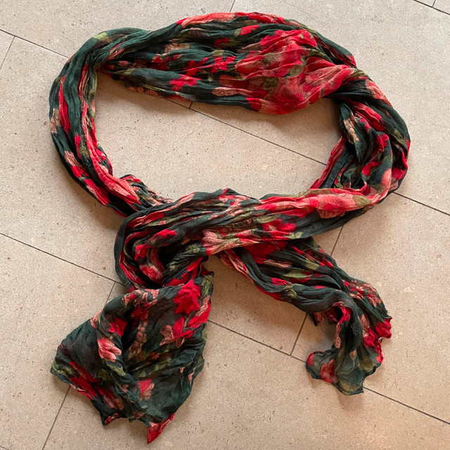 Sheer Floral scarf - 62" x 20"