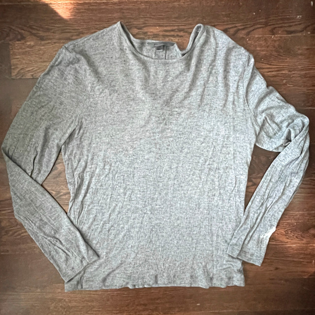 John Varvatos Men's Gray Crew Neck jersey wool blend Sweater-Med