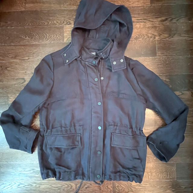 VINCE Woman's Navy Utility Military Hood Jacket-Small