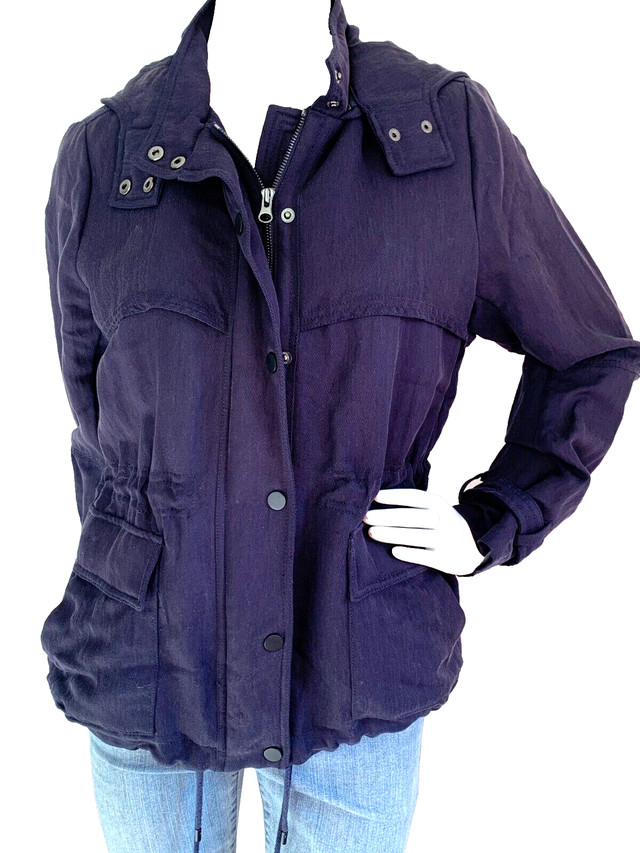 VINCE Woman's Navy Utility Military Hood Jacket-Small - photo 2