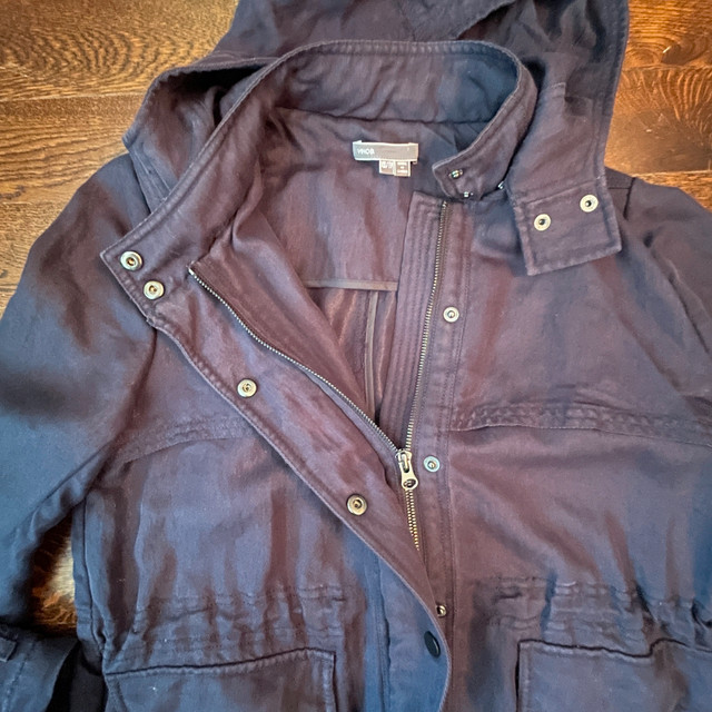 VINCE Woman's Navy Utility Military Hood Jacket-Small - photo 3