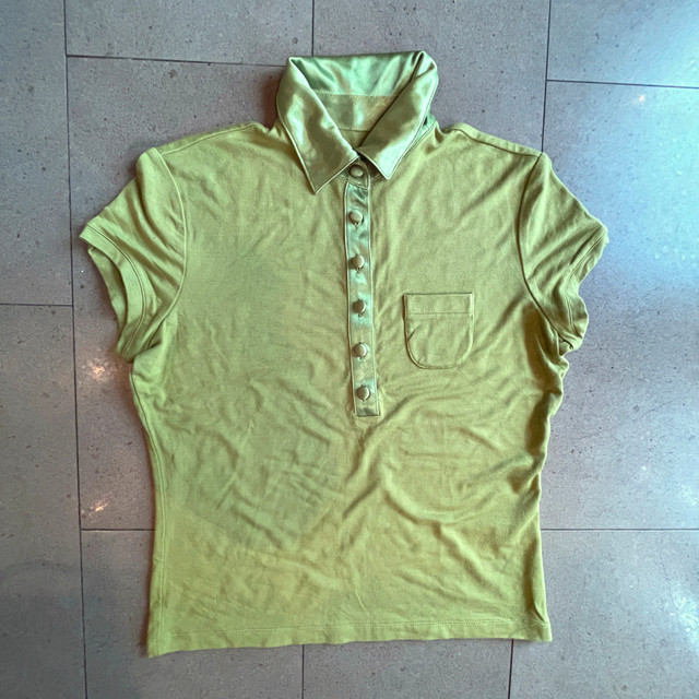 Hillard & Hanson Stunning Lime Green Tshirt with Satin-Small